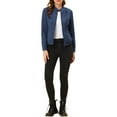 thumbnail image 2 of Chaqueta de moto con cuello alzado y cierre para mujer INSPIRE CHIC, ligera, talla XL, azul oscuro, 2 of 7