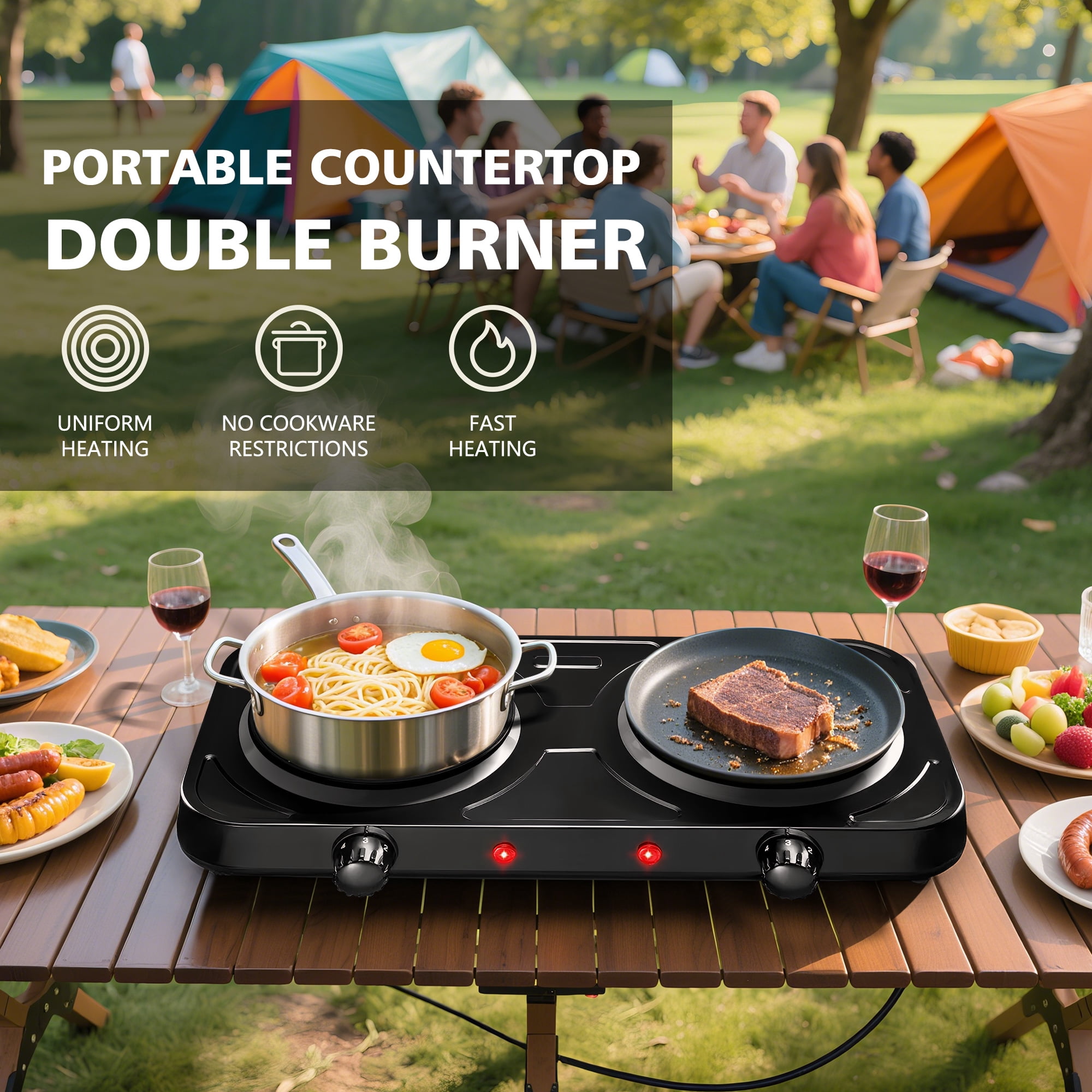 Electric Hot Plate, 1000W Countertop Burner,Cast Iron Single Burner ,Portable Electric Stove, Portable Single Burner for Cooking,Easy to Clean, White.