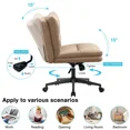 thumbnail image 4 of Armless Office Chair with Wheels, Linen Wide Seat Home Office Chair, Cute Computer Chair with 15 ° Swing Backrest, Suitable for Bedrooms and Dressing Tables, 4 of 7
