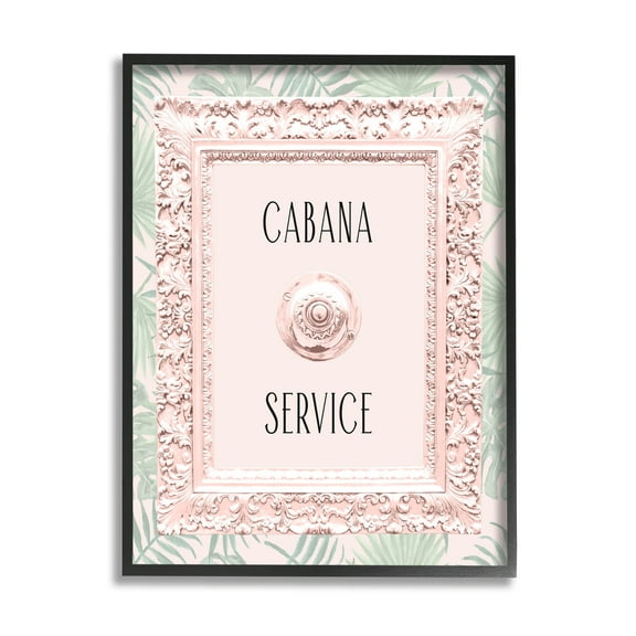 Stupell Industries Cabana Service Tropical Leaves Graphic Art Black Framed Art Print Wall Art, Design by Lil' Rue