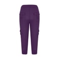 thumbnail image 7 of IROINNID Women's Workout Out Capris Drawstring Waist Solid Cotton and Linen Yoga Gym Shorts with Button Pocket, 7 of 7