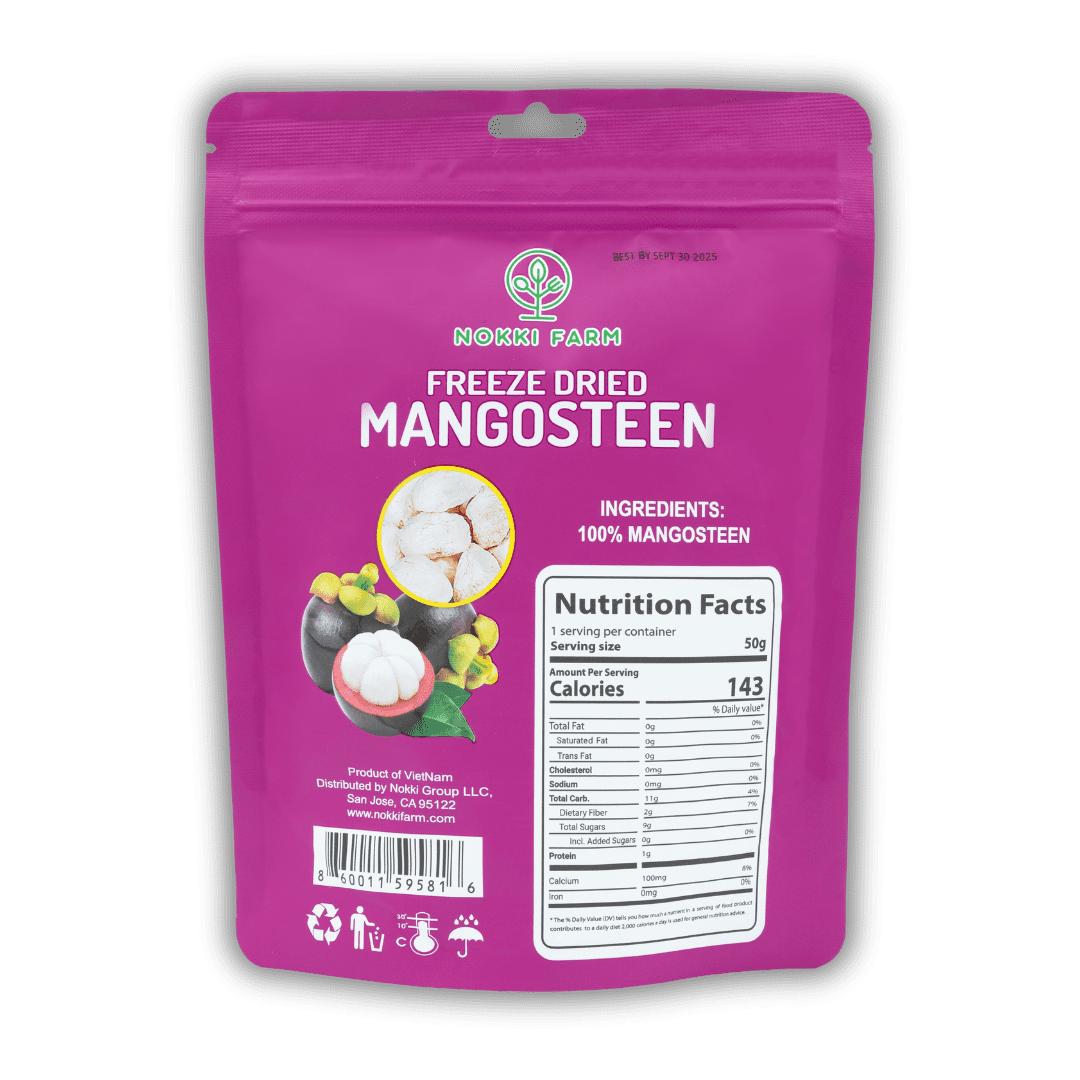 NOKKI FARM Freeze Dried Mangosteen - Healthy & Exotic Tropical Superfood Snacks, No Added Sugar or Preservatives, Kid-Approved, Shelf-Stable & Portable for On-The-Go Snacking, 1.76oz x 6ct