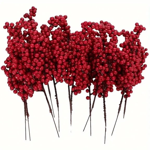 Christmas Red Berry Stems, Artificial Red Berry Picks,Fake Berries Branch for Christmas Tree,Home Decor