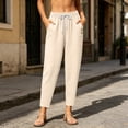 thumbnail image 2 of BLVB Women's Cropped Lounge Pants Lightweight Elastic Waist Tapered Pant with Pockets Summer Casual Loose Trousers, 2 of 7