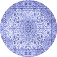 thumbnail image 1 of Ahgly Company Machine Washable Indoor Round Medallion Blue Traditional Area Rugs, 6' Round, 1 of 4