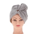 thumbnail image 2 of Microfiber Fast Drying Towel Turban Towel Wrap Bath Spa Head Cap Hat Gray, 2 of 10