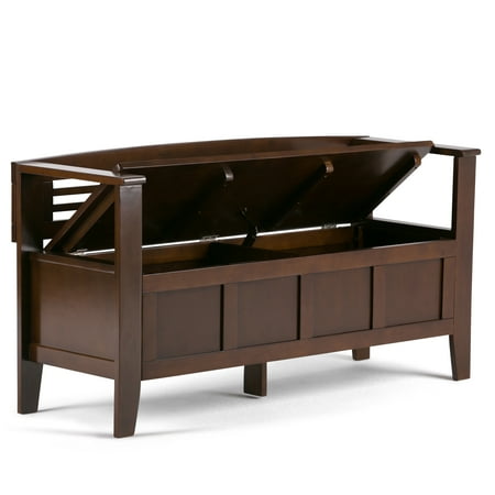 Simpli Home - Adams SOLID WOOD 48 inch Wide Contemporary Entryway Storage Bench in - Rustic Medium Brown
