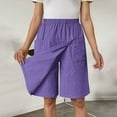 thumbnail image 5 of IWRICH Women's Casual Skorts High Waist Summer Linen Knee Length Shorts Solid Tennis Golf Beach Loose Trendy Skirt with Pockets Dark Purple M, 5 of 7
