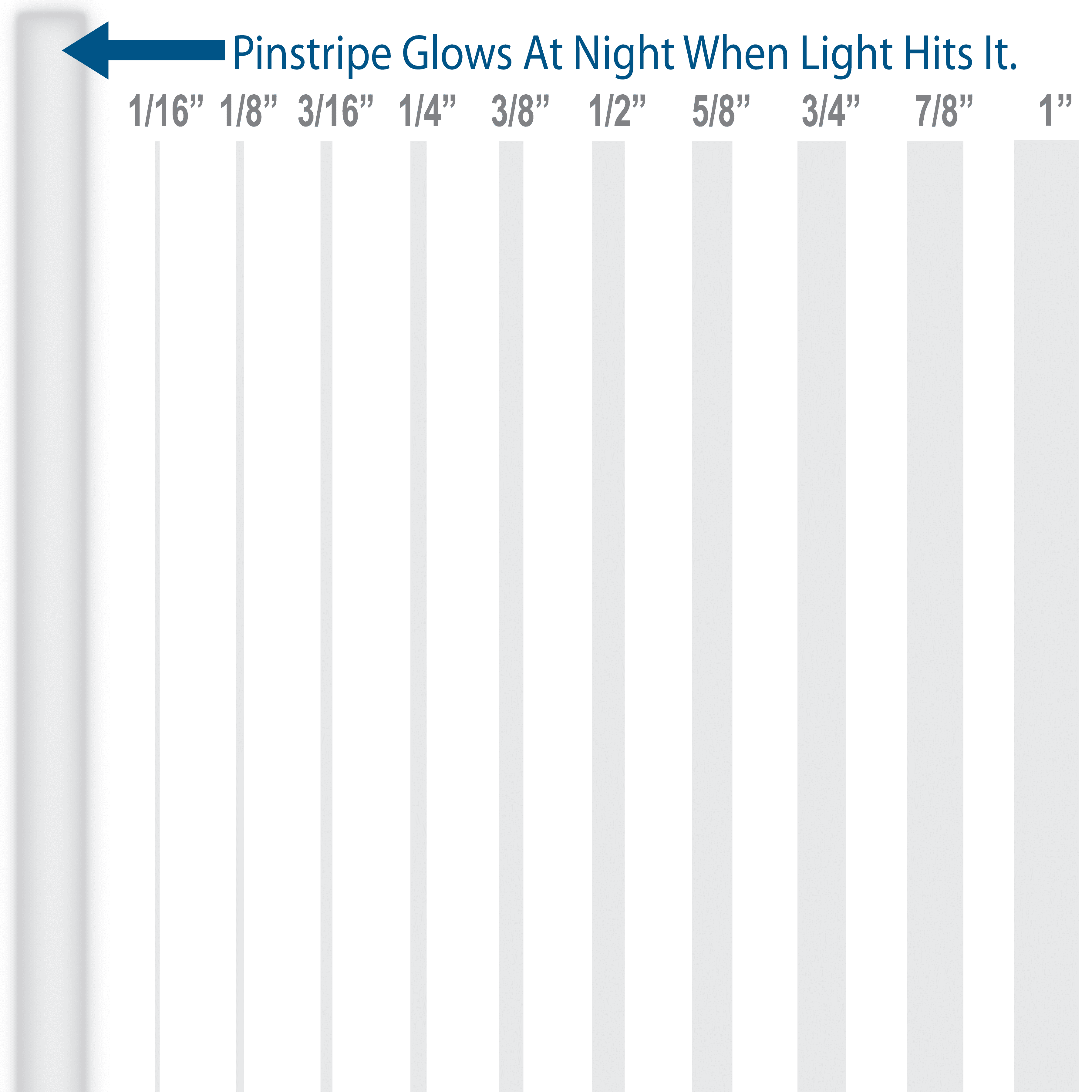 1/8" wide Reflective Pinstripes (White) Custom Vinyl Pinstriping Tape