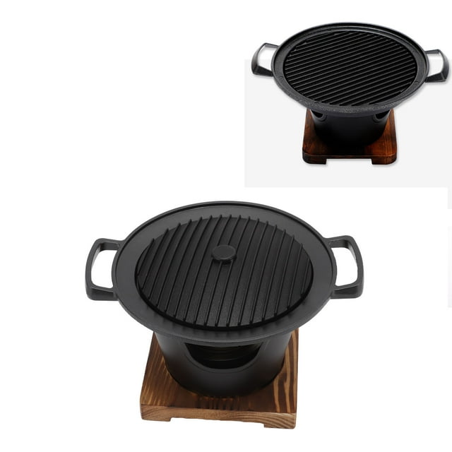 Mini Barbecue Grill, Hibachi Grill Easy Assembly Wooden Frame for Home