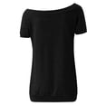 thumbnail image 4 of Weikingp Oversized Tshirts For Women Women's Summer Tops Women Boat Neck Short Sleeve Off Shoulder Solid Casual Loose T Shirt Tops Tshirts Shirts For Women Black L, 4 of 4