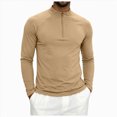 thumbnail image 3 of ZIXKCGDSE Quarter Zip Pullover Men Long Sleeve Shirts Fitness Sports Workout Gym Athletic Tee Size L, 3 of 4