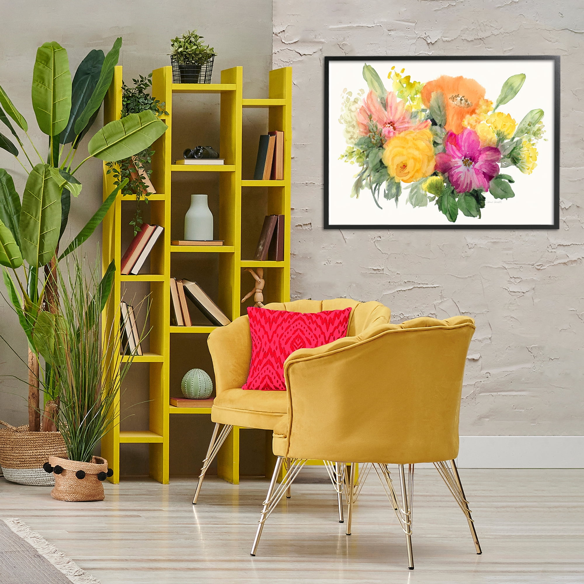 Stupell Industries Bold Bouquet Beauty Botanical & Floral Painting Black Framed Art Print Wall Art, 30 x 20
