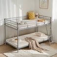 thumbnail image 3 of Hassch Metal Bunk Bed Twin Over Twin Size, Bed Frame with Inclined Ladder and Safety Guardrail, Easy Assembly, Gray, 3 of 8