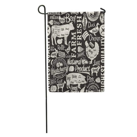 Patio Beef LADDKE Butcher Retro Styled Typographic Butchery Meat Farm Beef Garden Flag Decorative Flag House Banner 28x40 inch ()