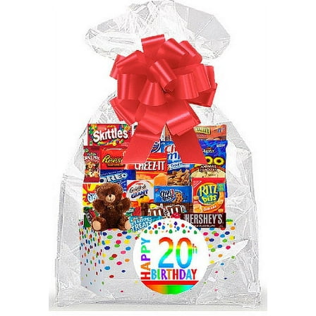 CakeSupplyShop Item#020BSG Happy 20th Birthday Rainbow Thinking Of You Cookies, Candy & More Care Package Snack Gift Box Bundle Set - Ships FAST!