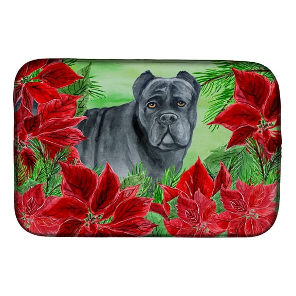 Cane Corso Poinsettas Dish Drying Mat