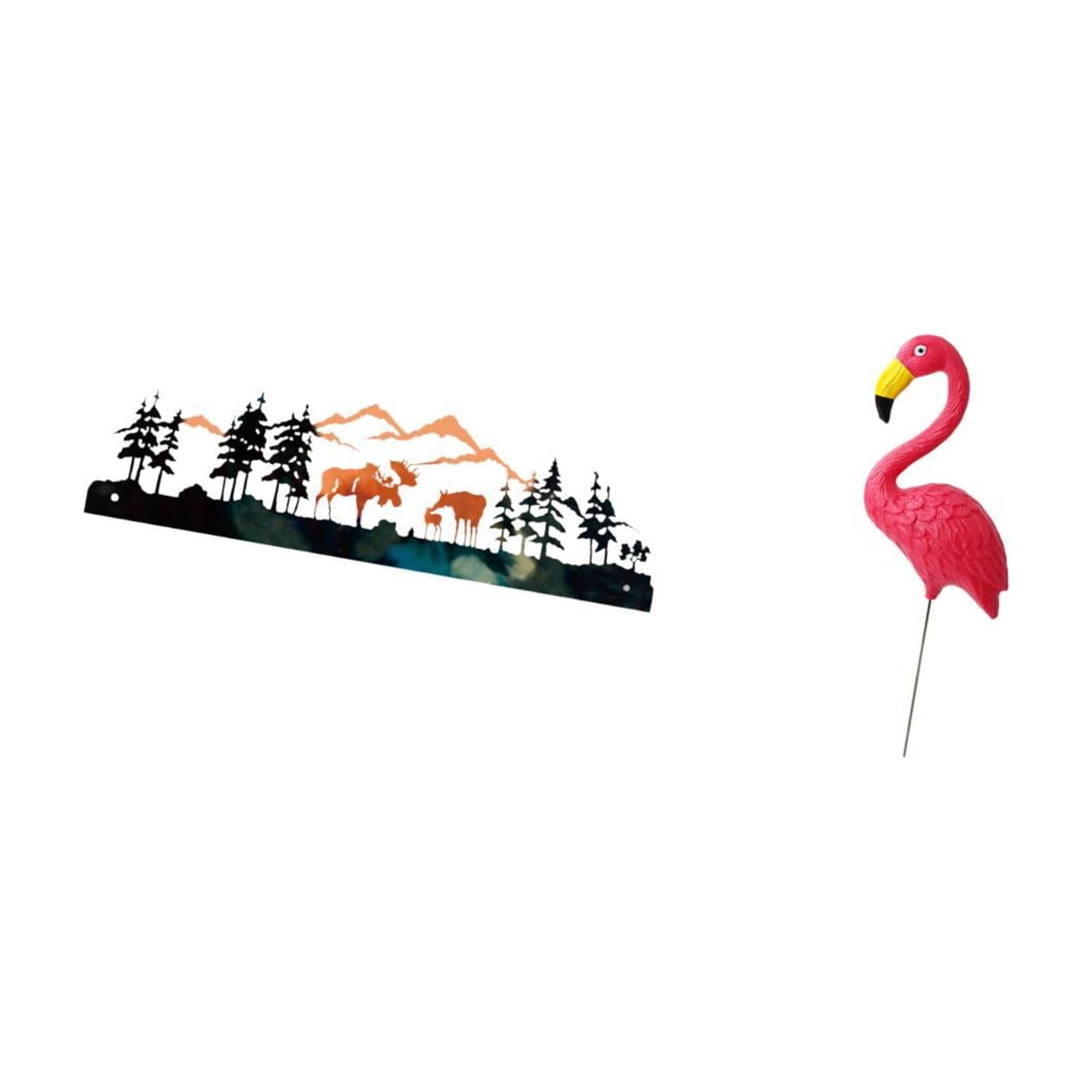 Flamingo Garden Stake Wall Sculpture Boho Art Decor Handmade Embossed Metal Unique Accent for Outdoor Indoor Spaces