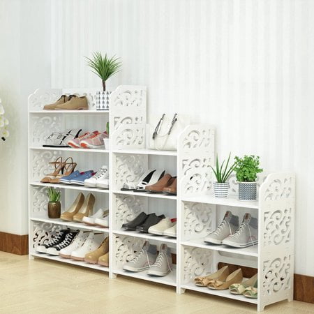 Hilitand Shoe Rack Stand 3/4/5 Tier Shoe Tower Rack Stand Organizer Storage Cabinet Shelves Space Saving