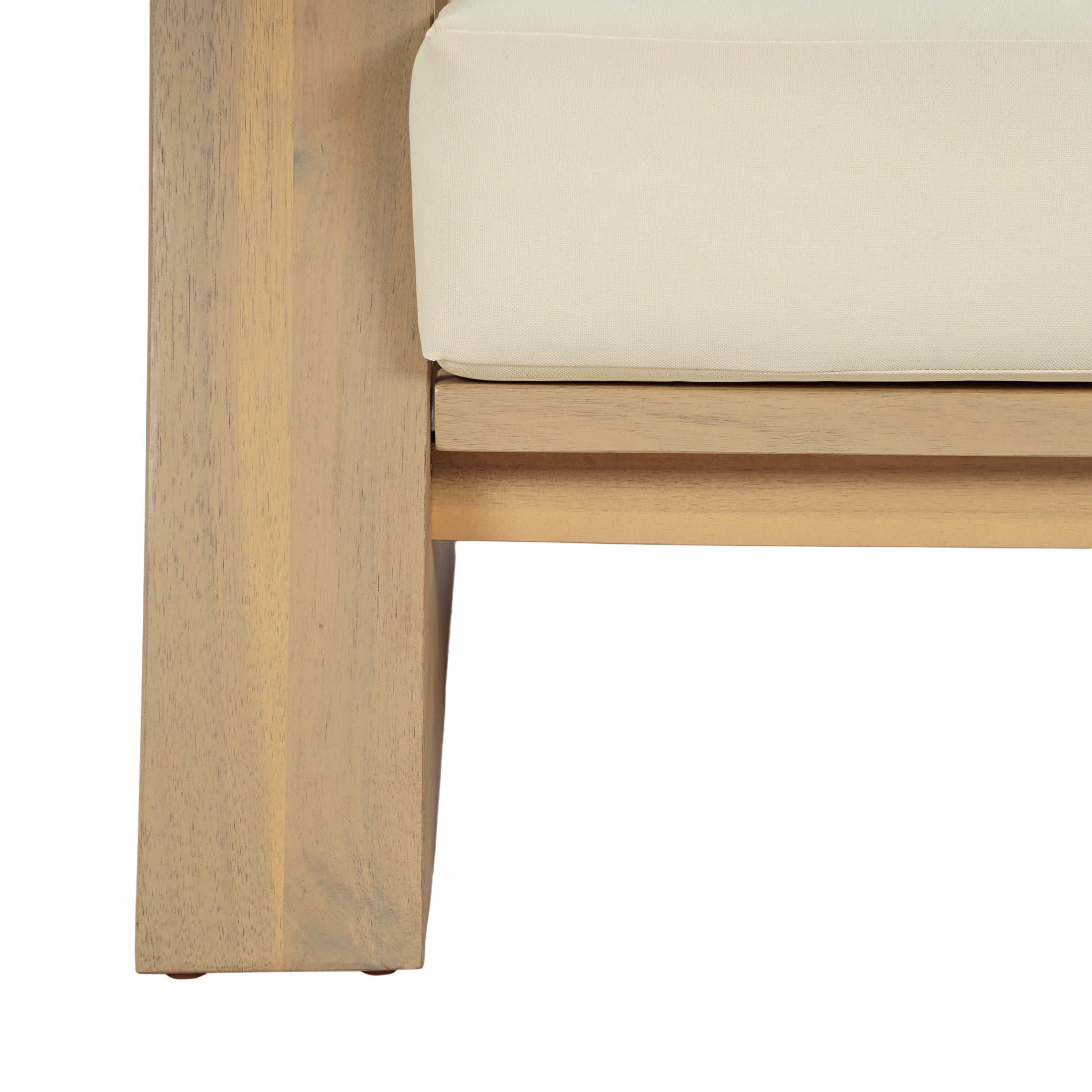 Christopher Knight Home Modern Acacia Wood Outdoor Patio Club Chair with Cushions, Light Teak+Cream, Set of 2
