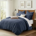 thumbnail image 2 of Levtex Home - Mills Waffle Navy Duvet Cover Set - Full/Queen Duvet Cover + Two Standard Pillow Cases - Navy Waffle Weave - Duvet Cover (90 x 94in.) and Pillow Case (26 x 20in.) - Cotton, 2 of 8