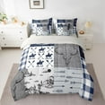thumbnail image 2 of Homewish Tribal Sheep Skeleton Bedding Comforter Set 7pcs, Grey Navy Buffalo King Bedding Sets, Rustic Western Hunting Reversible Bed Sheets, Microfiber Bedroom Decor, 2 of 7