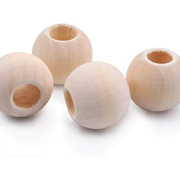 200 Pieces Wooden Beads, Natural Round Wood Loose Beads Wood Spacer 12mm Diameter and 4mm Hole