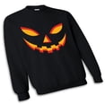 thumbnail image 4 of Halloween Crewneck Sweatshirt of Durable 50/50 Cotton/Poly - Scary Pumpkin Jack O Lantern Face on Black Fleece Pullover Unisex Size S, 8 oz, 4 of 6