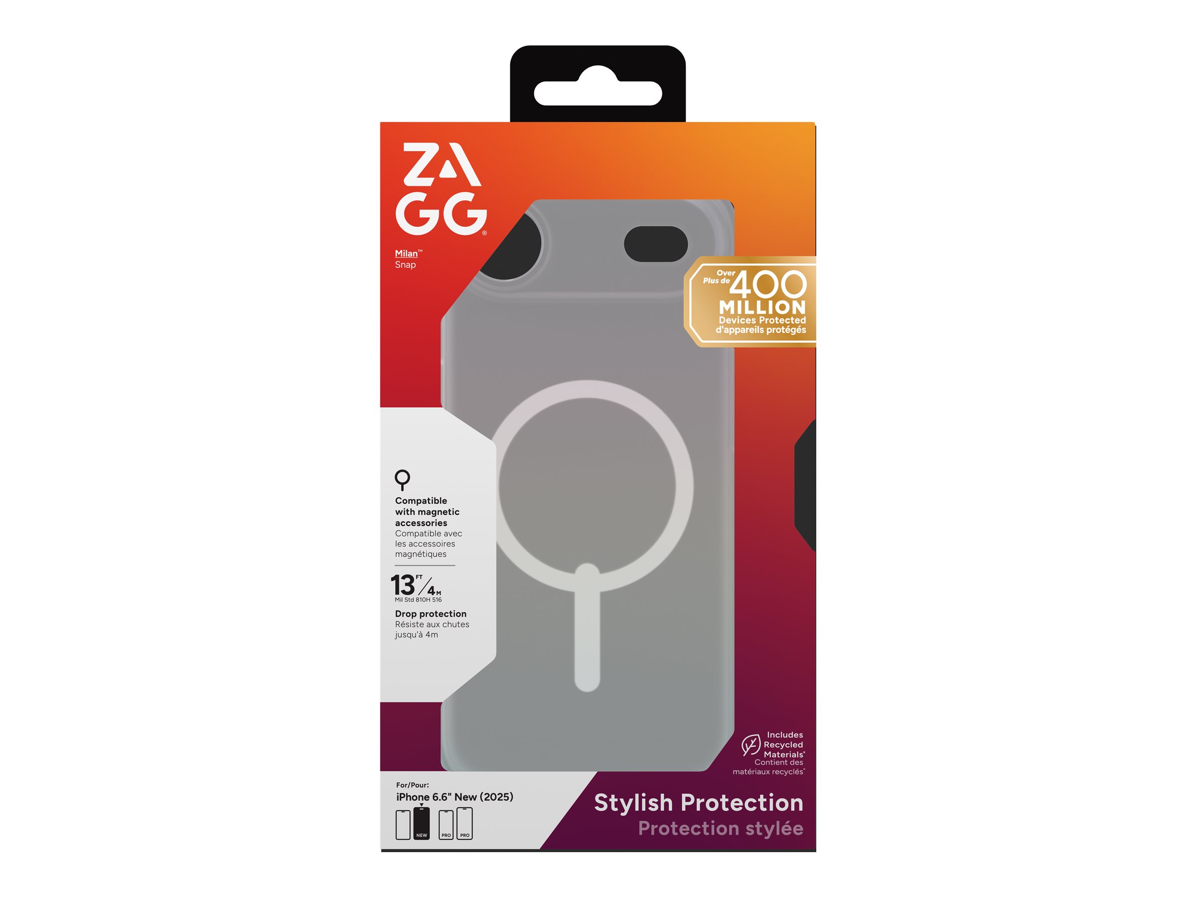 ZAGG Milan Snap Case for iPhone Air - Iridescent Graphene Strengthened Phone Case with Drop Protection (13ft/4m) Textured Edges & Sparkle Design MagSafe Charging Compatible