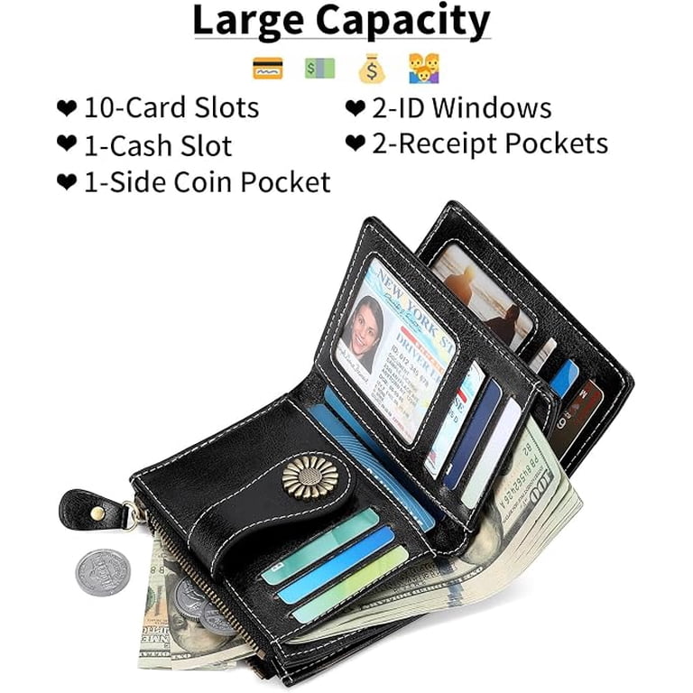 Sendefn Genuine Leather Bifold Wallet, Black photo 5