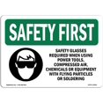 thumbnail image 1 of OSHA Safety First Sign - Safety Glasses Required When with Symbol | Vinyl Label Decal | Protect Your Business, Work, 1 of 5