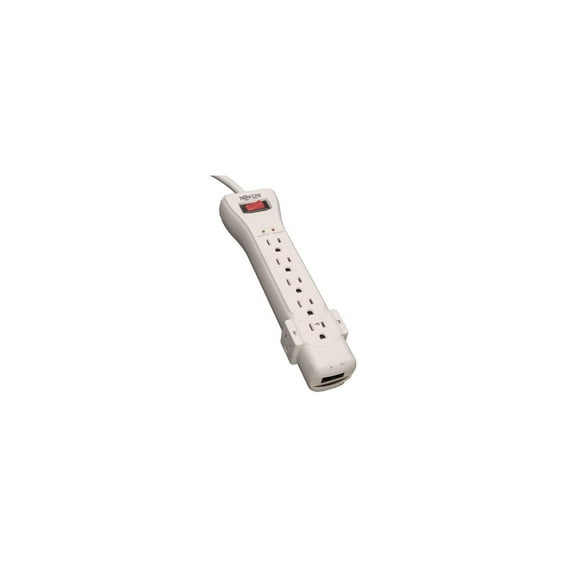 Tripp Lite SUPER7TEL Surge Suppressor, 7 Outlets, 7 ft Cord, 2520 Joules, Light Gray
