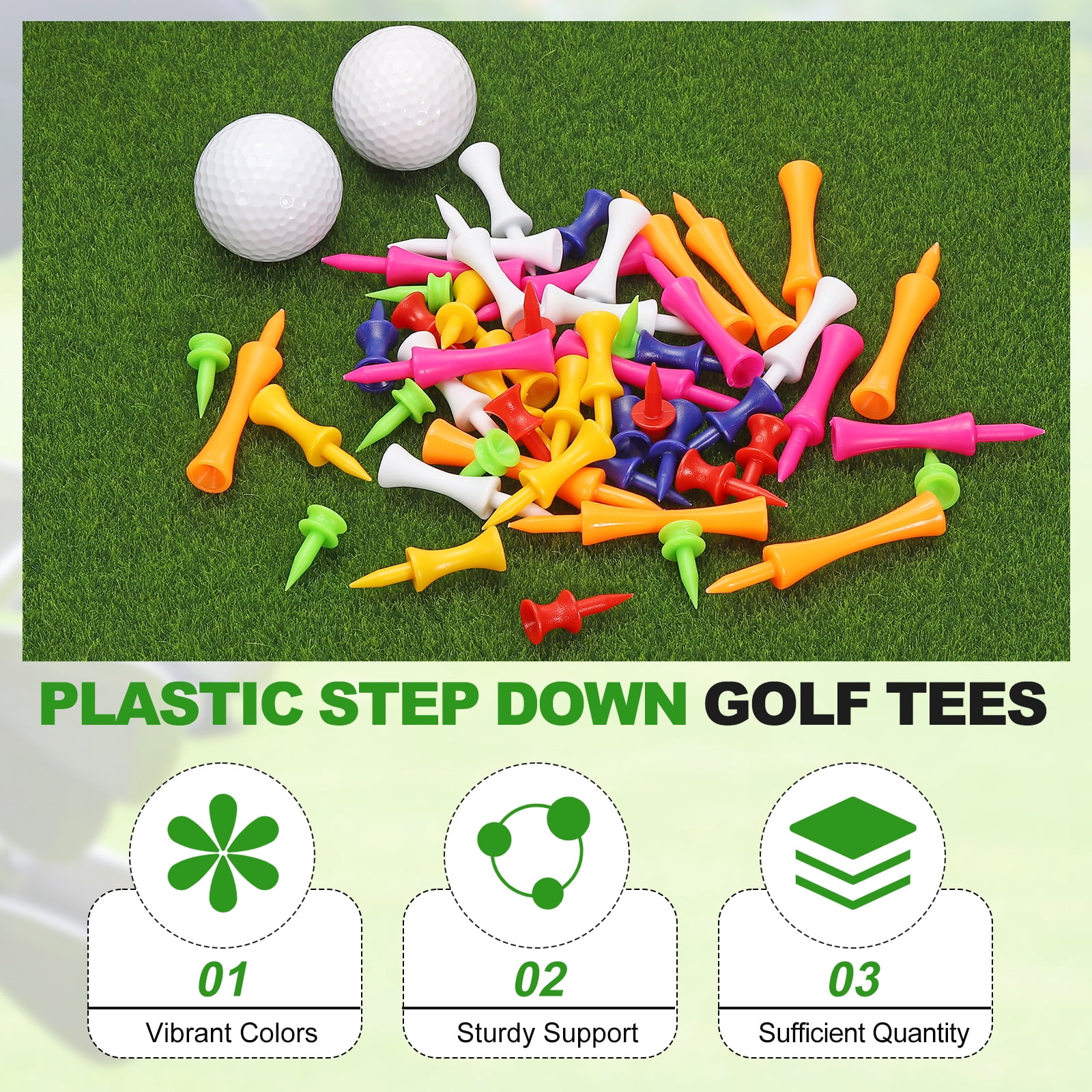 Uxcell Plastic Step Down Golf Tees, 2.8 Inch Unbreakable Plastic Golf Tees Bulk, 140 Pack & Orange - Fitting For(Practice/Outdoor/Golf Course/Competition/Leisure)