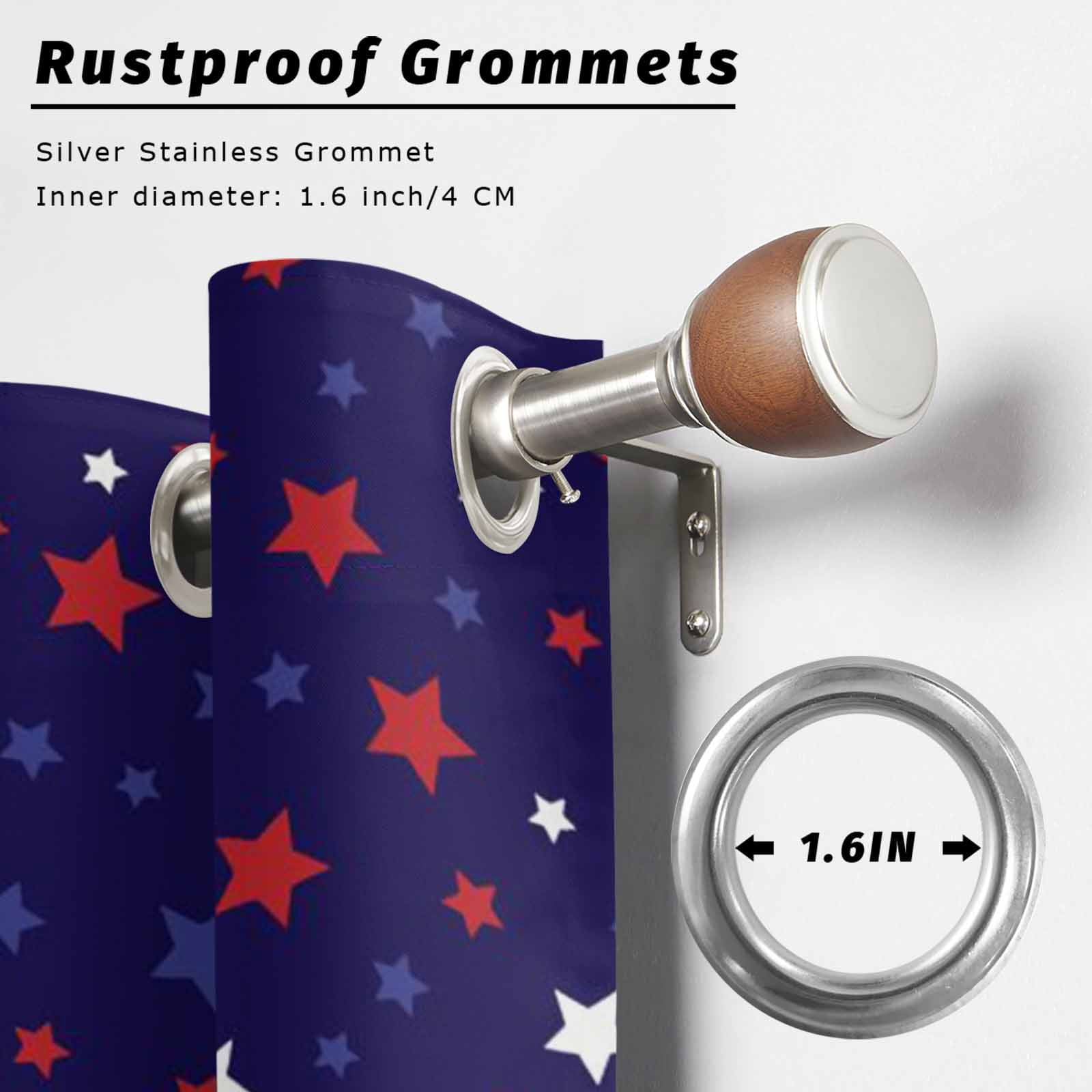 Independence Day Star Outdoor Curtains for Patio, Modern American Red White Stripe Star Blue Sunshade Privacy Drapes Grommet Waterproof Outside Curtains for Porch/Cabana/Balcony 54"x 108", 1 Panel