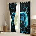 thumbnail image 3 of jejeloiu Kids Gamepad Controller Blackout Curtains Set of 2 (52x84 Each),Console Gamer Gaming Window Curtains,Cyan Hexagon Curtains and Drapes For Boy,Microfiber Bedroom Decor, 3 of 6