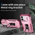 thumbnail image 6 of For iPhone 17 Slim Fit Shockproof Hybrid with Slide Camera Cover & Rotated Ring Kickstand, [Military-Grade] Phone Case For iPhone 17 6.3",Pink,For iPhone 17, 6 of 8