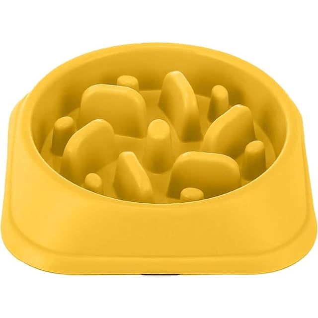P.U.P. SUPPLY | Plato para Alimentación Lenta - Plato para Perro y Mascotas | Ideal para Todas Las Razas - Platos para Perro |Amarillo