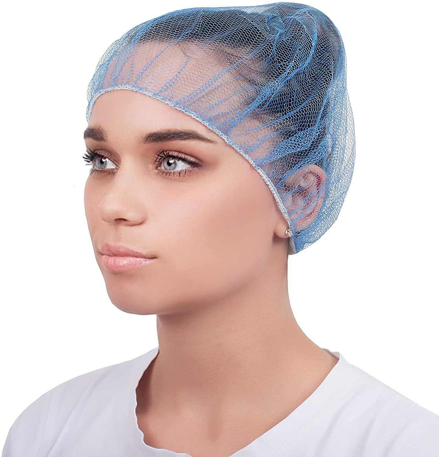EZGOODZ White Nylon Hair Nets 28" in Bulk. Pack of 1000 Disposable Caps with Elastic