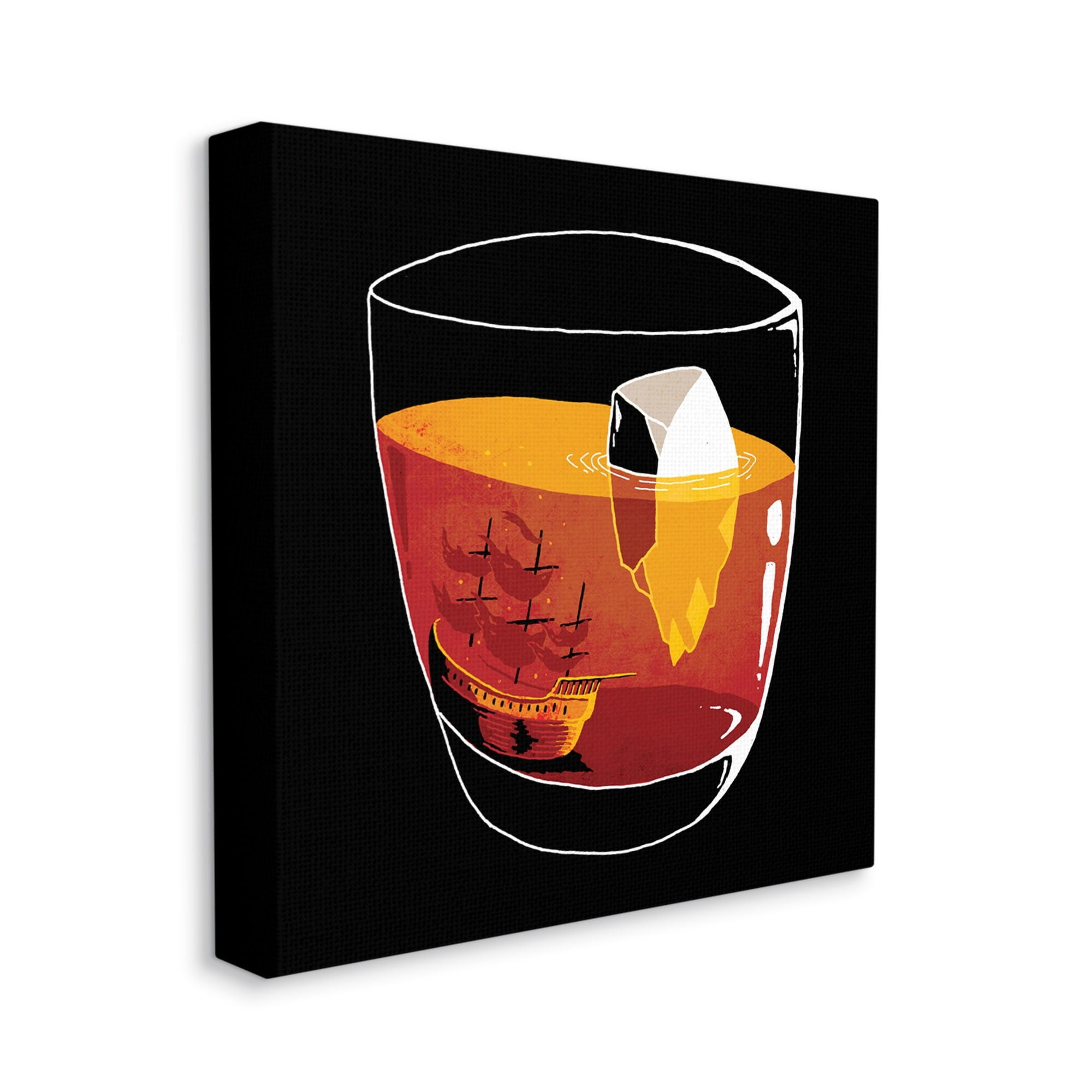 Stupell Industries Clever Iceberg Ship Beverage Drinking Glass Illustration Canvas Wall Art, 36 x 36, Design by Michael Buxton