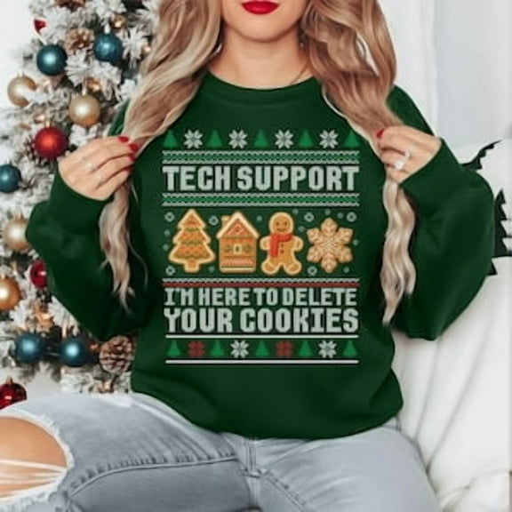 It Christmas Jumper, Tech Support Xmas Sweatshirt, Geek Computer Christmas Sweater, Delete Your Cookies Office Gift Top, Geek Gift TSHIRT All Size S-5XL