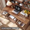 thumbnail image 6 of OKD Farmhouse Executive Desk with Hutch, Rustic Office Desk with Charging Station and Keyboard Tray,Home Workstations with File Drawer, Storage Cabinet, Wood Computer Writing Desk, Reclaimed Barnwood, 6 of 8