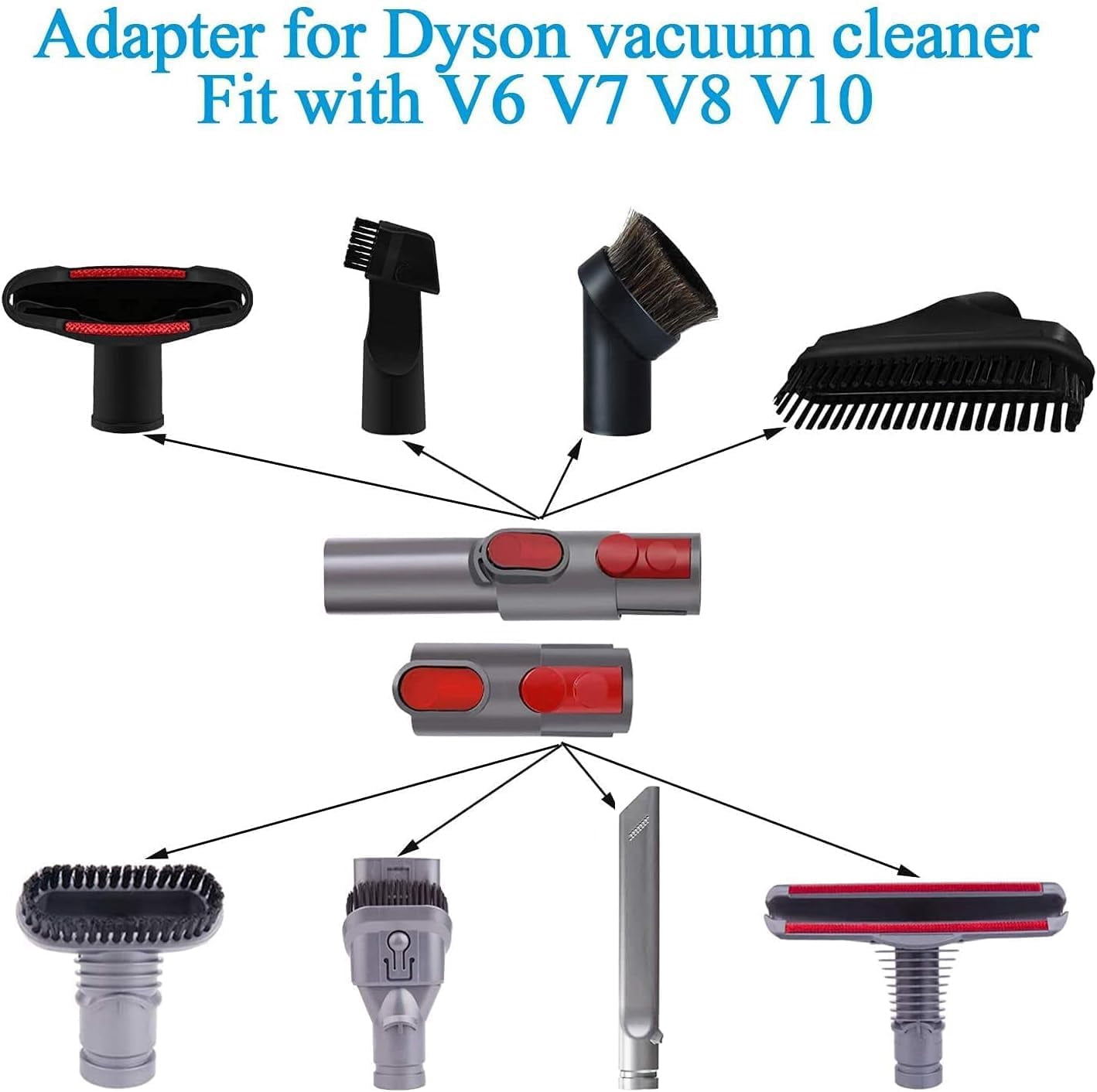Vacuum Accessories & Attachments for Dy*son Ball Animal 2, 3, DC58 DC59 V6 V7 V8 V10 V11 V15 - Flexible Crevice Tool for Hard to Reach Places & Dust Brush Attachment Kit - HouseHold Cleaning Tool Kit