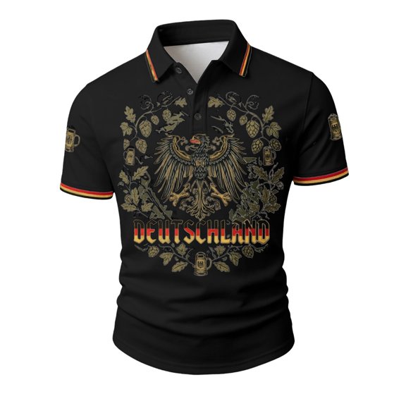 Mens Polo Shirts Short Sleeve Oktoberfest Themed Printed Shirt Casual Summer Top