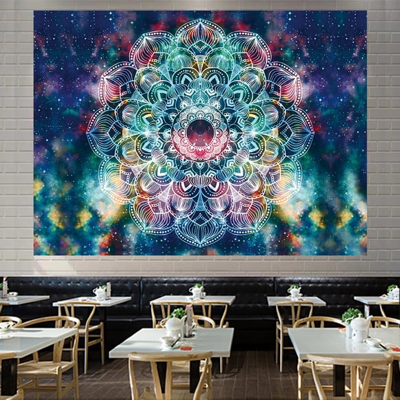Tapicería de pared con diseño de mandala, 148 x 130 cm, microtela de fibra