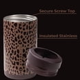 thumbnail image 3 of HydroJug Can Cooler - Standard 2-in-1 Insulated Can Cooler Cup 16oz - Stainless Steel, Non-Slip Rubber Base, Screw-Top Lid - Brown Leopard, 3 of 6