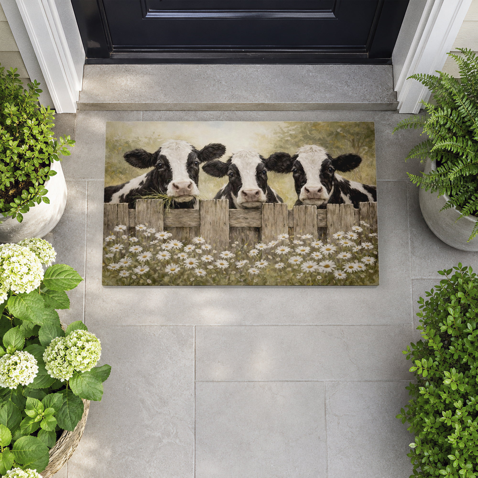 Stupell Industries The Dairy Girls with Florals Printed Outdoor Door Floor Mat, design by Tina LeCour