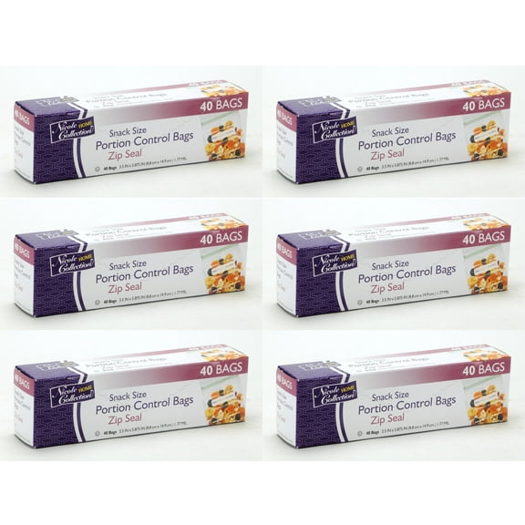 Nicole Home Collection Zip Seal Portion Control Bags – Snack Size – 6 Packs 240 Bags Total