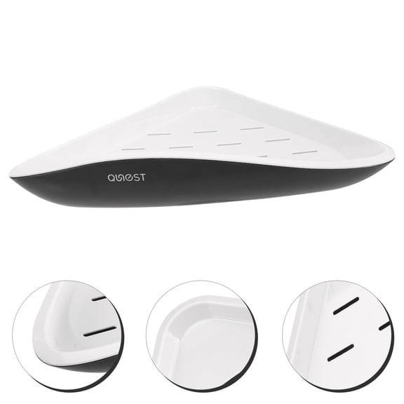 PBPBOX Multipurpose Black Plastic Corner Shelf for Bathroom Vanity and Shower Wall Storage