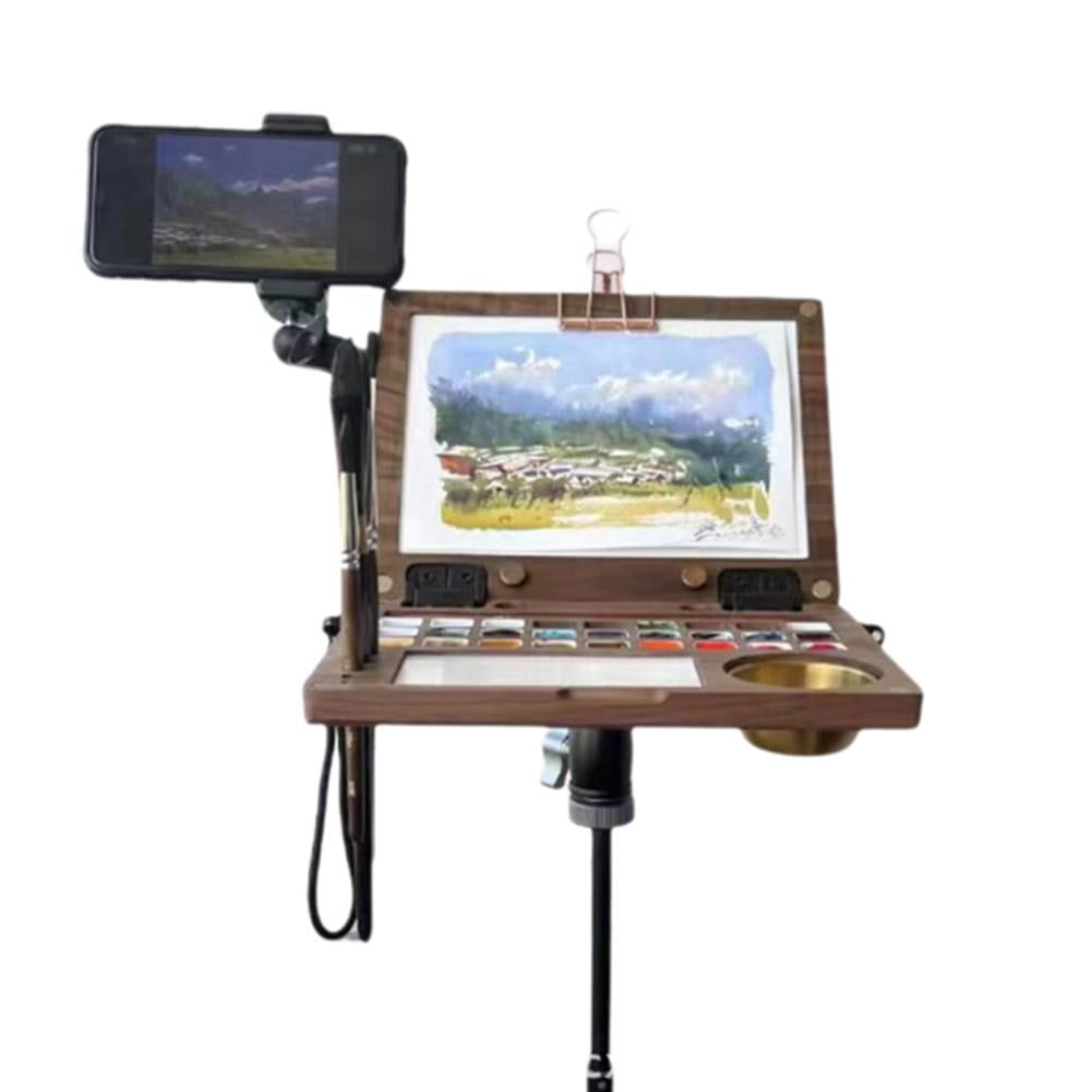 Black Walnut Wood Watercolor Paint Box 27 Slots Palette with Brush Holder