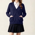 thumbnail image 5 of Girls Open‑Front V‑Neck Knit Cardigan, Kids Long Sleeve Solid Knit Sweater with Side Pockets for Back‑to‑School Uniform Daily Casual Fall Outfits | CSEONE, 5 of 8
